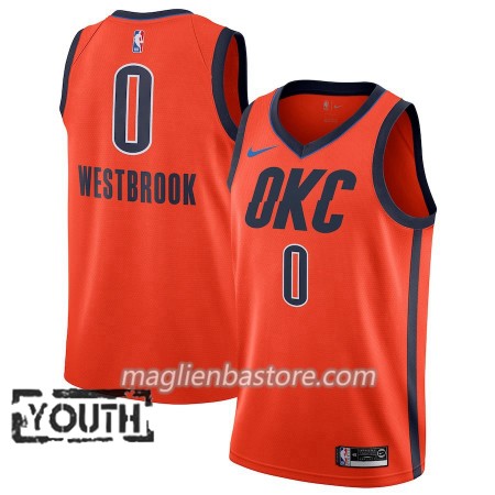 Maglia NBA Oklahoma City Thunder Russell Westbrook 0 2018-19 Nike Arancione Swingman - Bambino